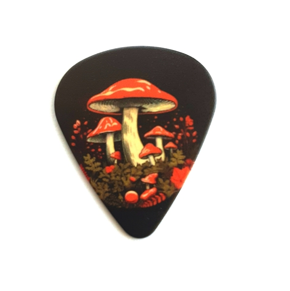 Mushrooms Guitar Pick Silicone Bracelet ~ Bright Neon - Picture 2 of 2